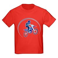 Kids Dark T-Shirt Motocross MX Flying Dirt Bike in Blue
