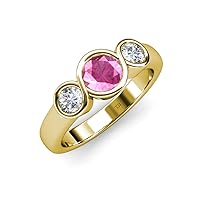 Pink Sapphire and Diamond 1.55 ctw Infinity Womens Three Stone Engagement Ring 14K Gold