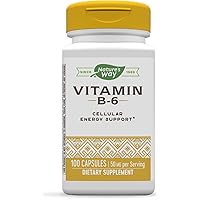 Nature's Way Vitamin B-6 Supplement, Cellular Energy Support*, 50mg per Serving, 100 Capsules