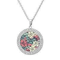 Boho Floral Multicolored Diamond Necklace Round Pendants Necklace Jewelry for Women Gift