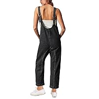 High Roller Denim Jumpsuits for Women Casual Sleeveless Loose Baggy Overalls Jeans Pants Jumpers with Pockets