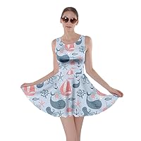 CowCow Womens Sun Dress with Pockets Sharks Cute Sailing Stripes Pattern Stretchy Skater Dress, XS-5XL