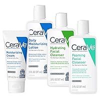 CeraVe Travel Size Toiletries Skin Care Set | Contains Moisturizing Cream, Lotion, Foaming Face Wash, and Hydrating Face Wash | Fragrance Free