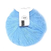 Lace Weight Mohair Crochet Yarn E11Wool Yarn for Knitting Soft Mohair Knit Long Wool Yarn DIY Scarf Crochet Thread Supplies (with A Crochet)(Light Blue)