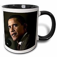 3dRose 3dRose Barack Obama - Two Tone Black Mug, 11oz , , Black/White