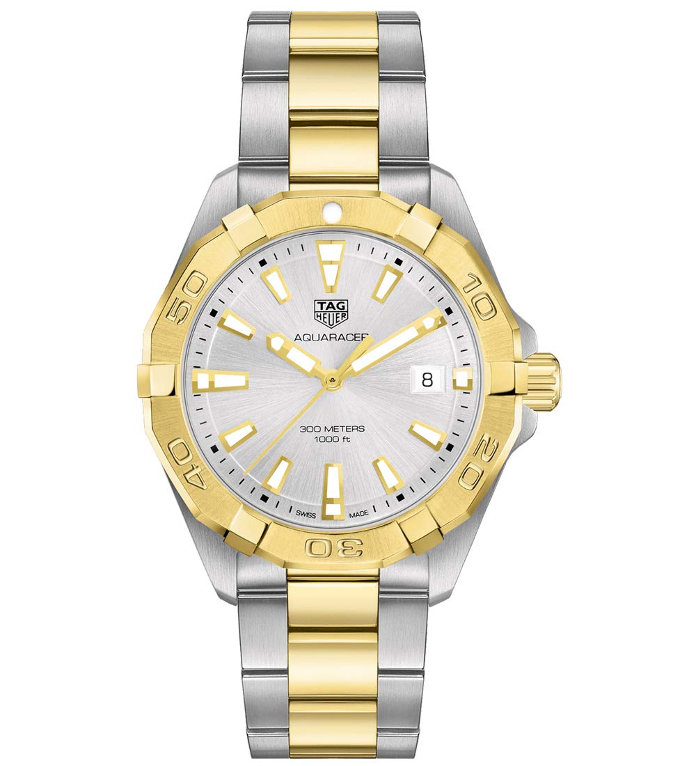 Tag Heuer Aquaracer Quartz Silver Dial Two Yellow Gold and Stainless Steel Men's Watch WBD1120.BB0930