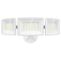 Onforu 100W LED Security Light, 9000LM Outdoor Indoor Flood Lights with 3 Adjustable Heads, IP65 Waterproof LED Exterior Floodlight, 6000K White Wall Mount Security Light for Garden, Garage(White)