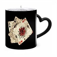Spades Card Game Ceramic Coffee Mug Heat Sensitive Color Changing Magic Mug Personalized Cup Funny Gift