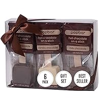 Popbar - Hot Chocolate Sticks - 6 Pack Variety Gift Pack Set Kit- 2 Dark, 2 Milk & 2 Vanilla White. Ideal for Holidays, Valentine's Day, Birthdays, Thanksgiving, Christmas, Hanukkah, Cocoa Bomb Lovers