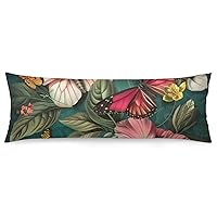 Body Pillow Case Cover Flower Butterfly Zippered Pillow Cover Butterfly with Yellow And Green Butterflies Pillow Case Protector With Zipper Decorative Soft Large Pillow Cases Covers 20x54inch