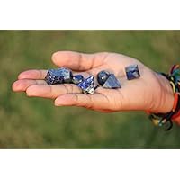Wow Lapis Lazuli 7 Stones Sacred Geometry Sets Gemstone Platonic Solid Top Grade Quality Merkaba Star w/Velvet Pouch Attractive
