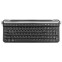 YUNZII B705 Retro Typewriter Keyboard,100-key Mechanical Keyboard,Bluetooth&Wired Gaming Keyboard with Round Keys,Rotary Knob and Integrated Stand for Windows/Mac(Outemu Red Switch, Black)