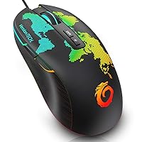 VersionTECH. PC Gaming Mouse USB Wired Optical Computer Mouse Mice with 16.8 Million RGB Color Backlit, 6400 DPI Adjustable, Ergonomical Grip, 7 Buttons for Windows Games & Work
