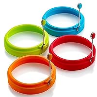 Silicone Egg Ring, Egg Rings Non Stick, Egg Cooking Rings, Perfect Fried Egg Mold or Pancake Rings (New,4pcs), Multicolor