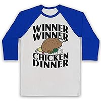 Men's Winner Winner Chicken Dinner Funny Iconic Slogan 3/4 Sleeve Retro Baseball Tee