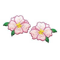 Nipitshop Patches Pink Jasmine Flowers Embroidery Patches Sew On Patches Flower Applique for Clothes Jackets T-Shirt Jeans Skirt Vests Scarf Hat Backpacks