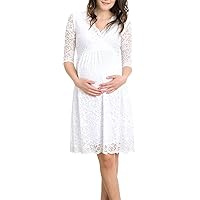 HELLO MIZ Women's Lace Maternity Dress with Nursing Friendly Faux Wrap