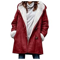 Womens Fashion Fleece Sherpa Lined Hooded Coat Winter Thicken Warm Jacket