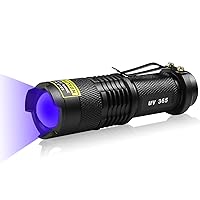 365nm UV Flashlight, Mini Ultraviolet Blacklight Detector for Dry Dog Urine, Pet Stains, Small LED Black Light Torch for Uranium Glass, Hotel Inspection, Fluorescent Substance Detection