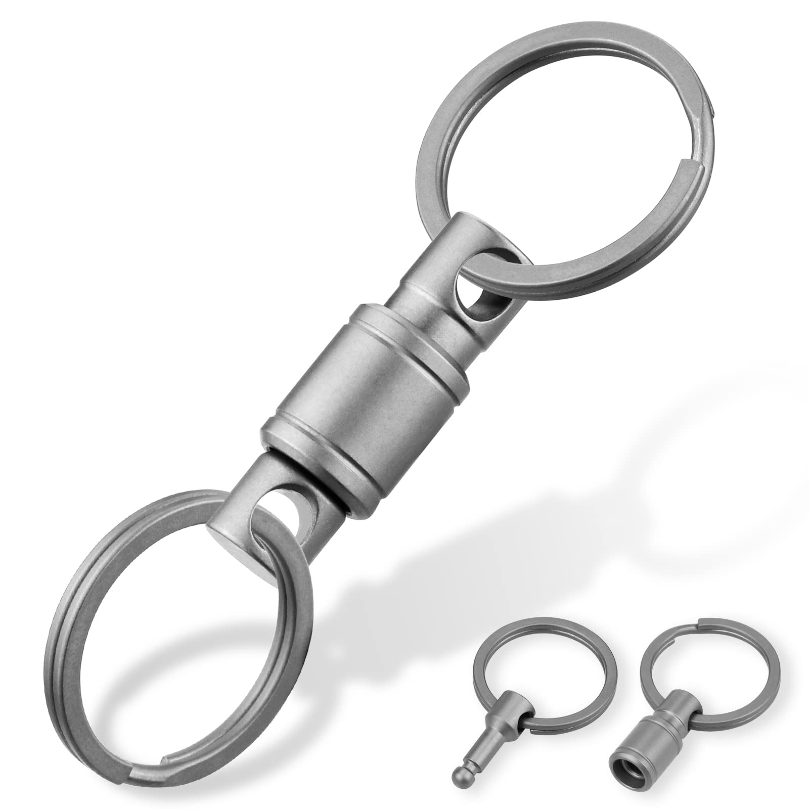 Titanium Quick Release Keychain, Upgraded Detachable Key Ring Key Holder  with 2 Key Rings UIInosoo Pull Apart Keys Easily