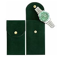 4PCS Watch Travel Storage Bag, Men and Women Portable Velvet Watch Pouch, Ring Bracelet Gift Storage Bag and Organizer (Blue/Green)