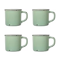Luciano Housewares Beautiful Distressed Coffee, 15.2 oz, Set of 4 Enamel Mug Set, 4 Count (Pack of 1), Mint Green