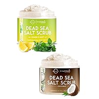 O Naturals Face and Body Scrub Bundle - Lemon and Mint Salt Scrub 18oz, Coconut Salt Scrub 18oz - Exfoliating Body Scrub Dead Sea Salt Scrub