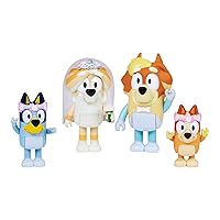 BLUEY Figure 4-Pack Wedding Time, Re-Enact Uncle Rad and Frisky's Wedding Day and Bingo Flower Girl Figures