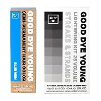 Good Dye Young Streaks and Strands Semi Permanent Hair Dye (Blue Ruin) with Lightning Kit - 2 oz,