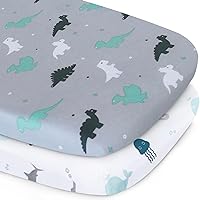 Bassinet Sheet, Bassinet Sheets 2 Pack, Ultra Soft Bassinet Sheets for Baby Boys or Girls Universal Fit for Rectangle, Oval, Hourglass Bassinet Pad/Mattress, Grey
