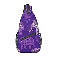 Sling Backpack crossbody for Man Woman Purple Elephant cross body Adjustable Chest Bag