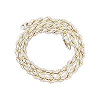 Master of Bling Sterling Silver VVS Moissanite 15.75Ct 7MM 20IN Gold Tone Hip Hop Rope Chain Necklace