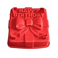 X-Haibei 8-inch Happy Birthday Gift Box Cake Pan Pizza Gelatinas Baking Silicone Square Mold