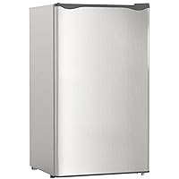 Compact refrigerator with freezer, 3.2 Cu.ft Mini Fridge Reversible Door, 5 Settings Temperature Adjustable for Kitchen, Bedroom, Dorm, Apartment, Bar, Office, RV, Silver, 18.50 x 17.32 32.48 inches