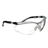 3M Safety Glasses with Readers, BX, +2.0, ANSI Z87, Anti-Fog Anti-Scratch Clear Lens, Silver Frame, Adjustable Length Temples and Lens Angle