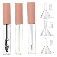 3PCS Empty Mascara Tube and Wand 10ml Empty Lip Gloss Tubes Mascara Tube Empty Transparent Empty Eyeliner Tube with Rubber Inserts and Funnels for DIY Castor Oil 2