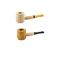 Missouri Meerschaum Bulk Corn Cob Straight Tobacco Pipes (Pack of 36) (Miniature - Gold/Black Stem)