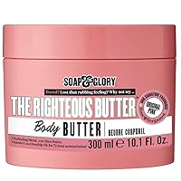 Soap & Glory The Righteous Butter Moisturizing Body Butter - Skin Hydration Body Moisturizer with Vitamin E, Rosehip Seed Oil & Shea Butter - Rich Body Cream for Soft & Smooth Skin (300ml)