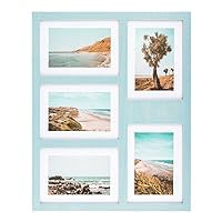 Great Lakes Memories GLM 4x6 or 5x7 Collage Picture Frames for Wall, Holds 5 Photos with Glass & Mat, 5x7 Picture Frame Collage, Picture Frames Collage Wall Decor (Turqouise)