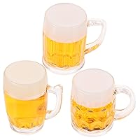 ERINGOGO 3pcs Simulation Beer Dollhouse Beer Mug Tiny Drink Cup Beer Glass Ornament Beer Cup Cake Toppers Mini Beer Glasses Fake Beer Mug Small Cup Tiny Beer Cup Coffee Cup Plastic Bulk Man
