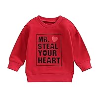AEEMCEM Toddler Baby Boy Girl Valentines Day Clothes Letter Print Sweatshirt Crewneck Long Sleeve Pullover Shirts Tops