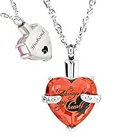misyou Glass Cremation Jewelry Always in My Heart Birthstone Pendant Urn Necklace Ashes Holder Keepsake (Husband)