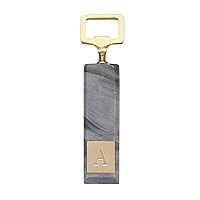 Mud Pie Marble A Initial Bottle Opener, Gray 6.5
