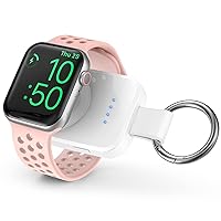 Portable Wireless Charger Compatible for Apple Watch Series 9/8/UItra/7/6/5/4/3/2/SE/Nike,Compact Magnetic iWatch Charger 1000mAh Power Bank Keychain Style Gift Your Mother Girl Birthday-White