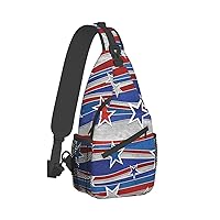 Patriotic Stars Strips Independence Day Print Crossbody Backpack Shoulder Bag Cross Chest Bag For Travel, Hiking Gym Tactical Use