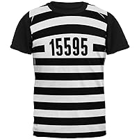 Halloween Prisoner Old Time Striped Costume All Over Mens Black Back T Shirt Multi SM