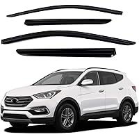 Safe Smoke Window Visor Sun Rain Vent Guard 4 Pcs Set Out Channel Visor Compatible with Hyundai Santa Fe (Santa Fe 2013~2018 Smoke)