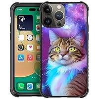 Compatible with iPhone 13 Case,Trippy Cat with Space Amazing Pattern Design Shockproof Anti-Scratch Hard PC Back Case for iPhone 13