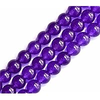 Natural Purple Jade Beads Smooth Polished Round 4mm-12mm 15.4 Inch Full Strand for Jewelry Making (GJ16) (8mm)