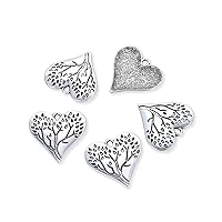 50pcs Tree of Life Charm 28mm (1.1 Inch) One Sided Heart Shaped Pendant Drop Bead Antique Silver Tone Pewter for Jewelry Craft Making MC-D9